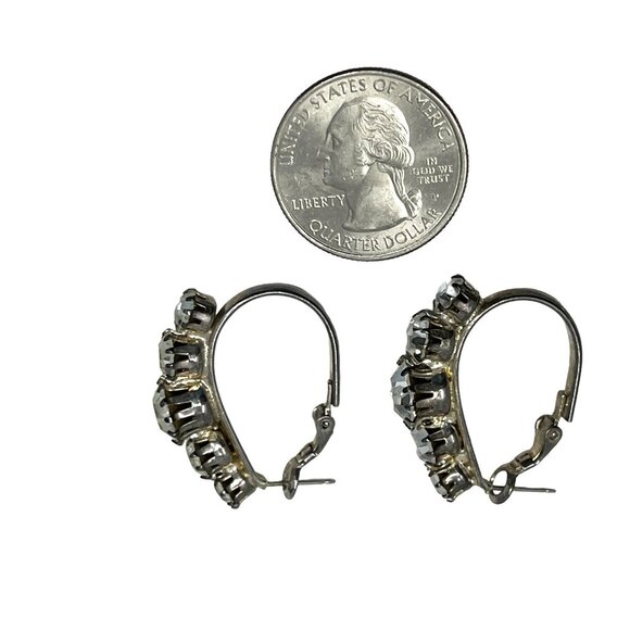 Rhinestone Hoops Large Clear Stones Silver Tone Earrings‎ - Picture 6 of 7